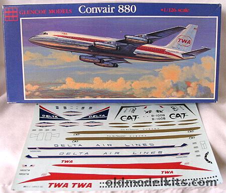 Glencoe 1/126 Convair 880 w/Extra Decals, 5502 plastic model kit